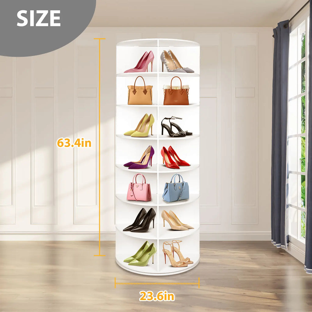 FWTI 7 Tier Rotating Shoe Rack Tower - Space Saving Organizer