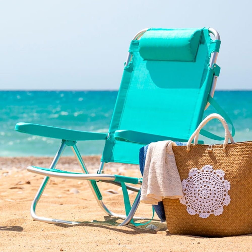 Paquete de 2 – Sillas de playa reclinables | Ligeras, portátiles y cómodas|Sombrilla de sol gratuita (Oferta especial de verano)