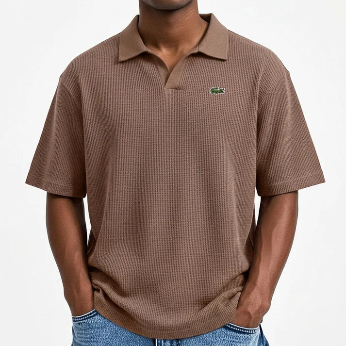 Men’s Waffle Polo Shirt – Breathable Texture, Clean Minimal Look