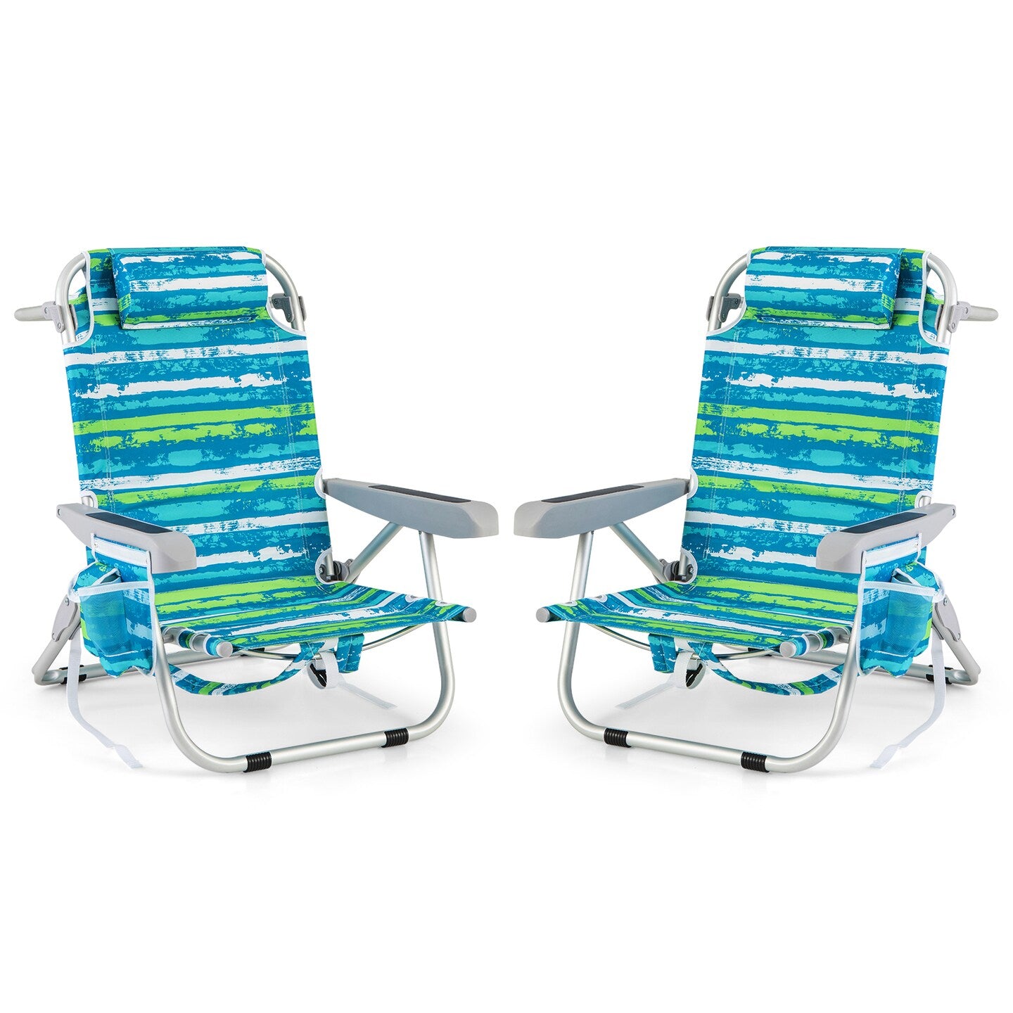 Paquete de 2 – Sillas de playa reclinables | Ligeras, portátiles y cómodas|Sombrilla de sol gratuita (Oferta especial de verano)