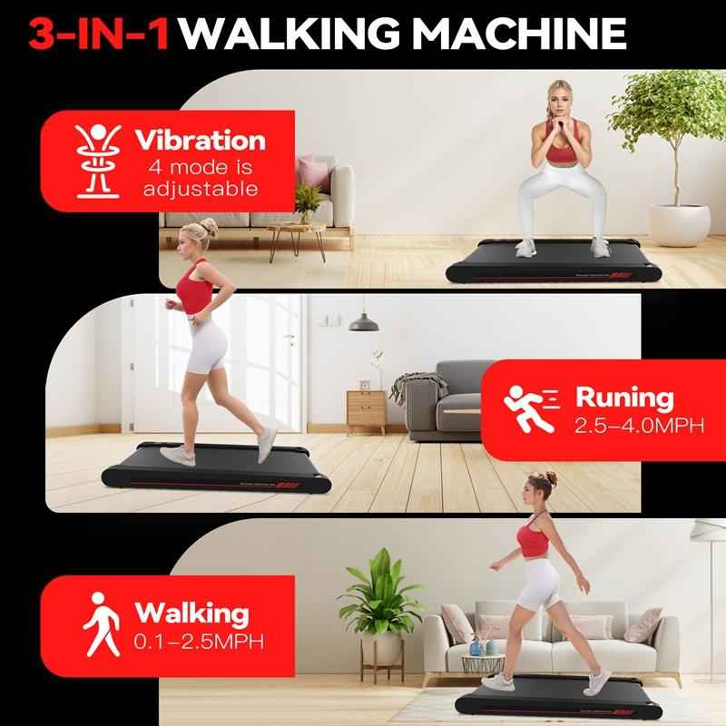 {Final Day of Sale!}Walking Vibration Pad P1,Vibrating Plate, Remote Control & APP, Lightweight Under Desk Treadmills For Home & Office,Servo Motor Technology, 3 in 1 Portable Walking Pad Treadmill, 22 Lbs Fitness Equipment