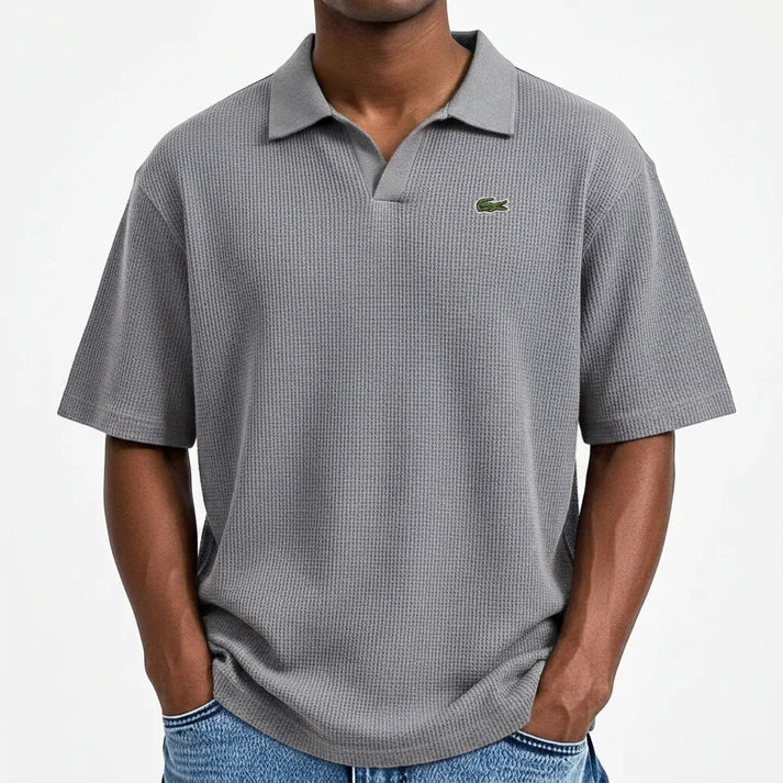Men’s Waffle Polo Shirt – Breathable Texture, Clean Minimal Look