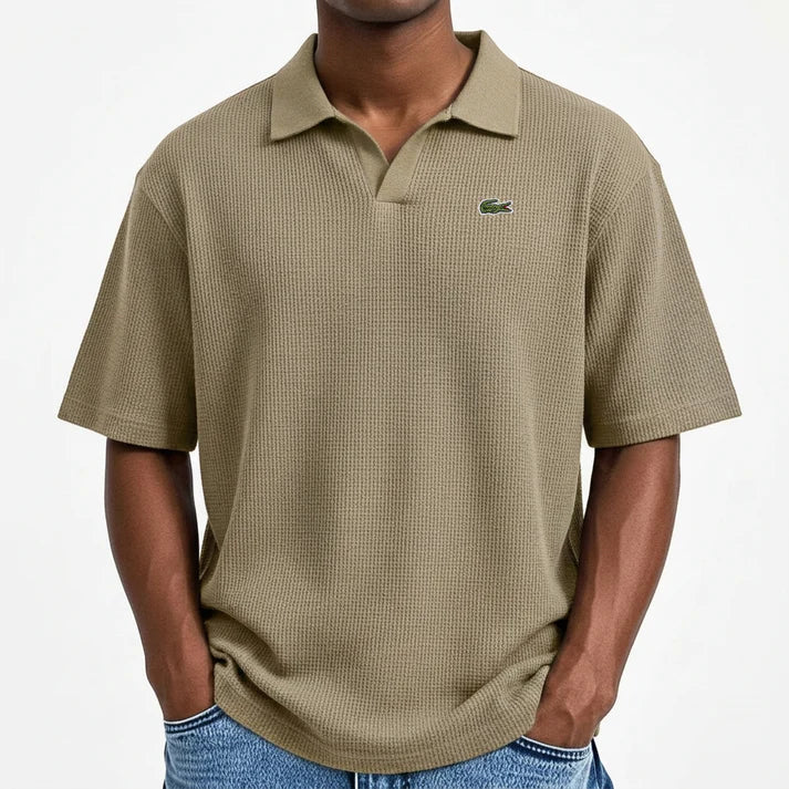 Men’s Waffle Polo Shirt – Breathable Texture, Clean Minimal Look
