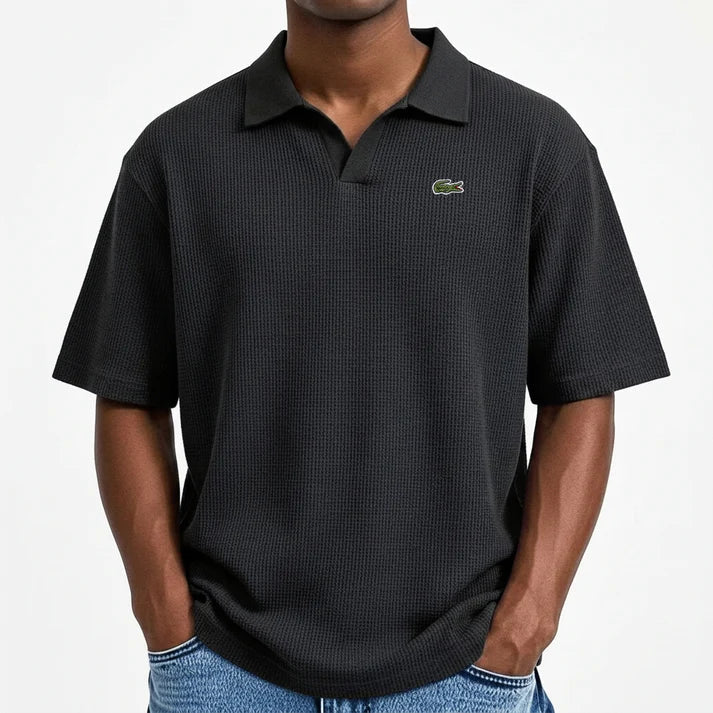 Men’s Waffle Polo Shirt – Breathable Texture, Clean Minimal Look