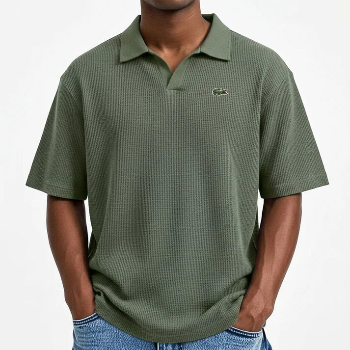 Men’s Waffle Polo Shirt – Breathable Texture, Clean Minimal Look