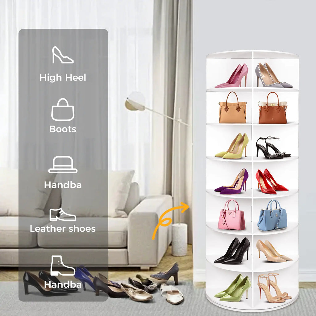 FWTI 7 Tier Rotating Shoe Rack Tower - Space Saving Organizer
