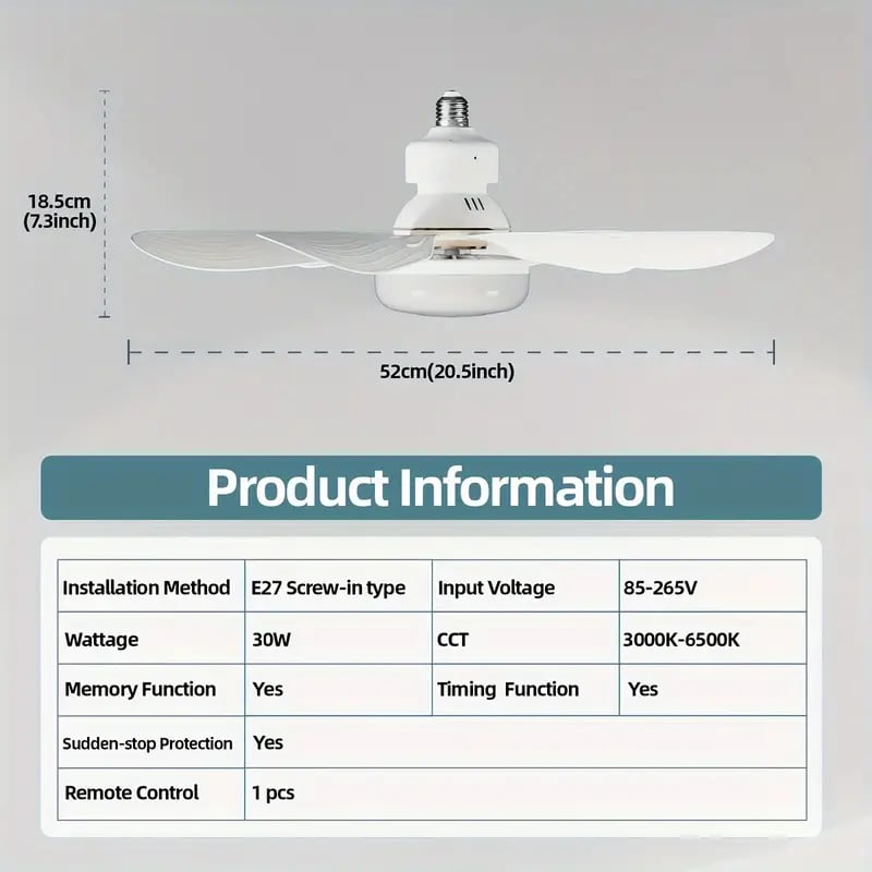 🏆 LETZTER TAG – 49 % RABATT! 🔥40W LED-Deckenventilator mit Licht – 52 cm (20,5“), extrem leise, inkl. Fernbedienung 🎯E27-Fassung + KOSTENLOSER B22-Adapter 🔌Ideal für Schlafzimmer 😴, Küche 👩‍🍳 & Werkstatt 🛠️