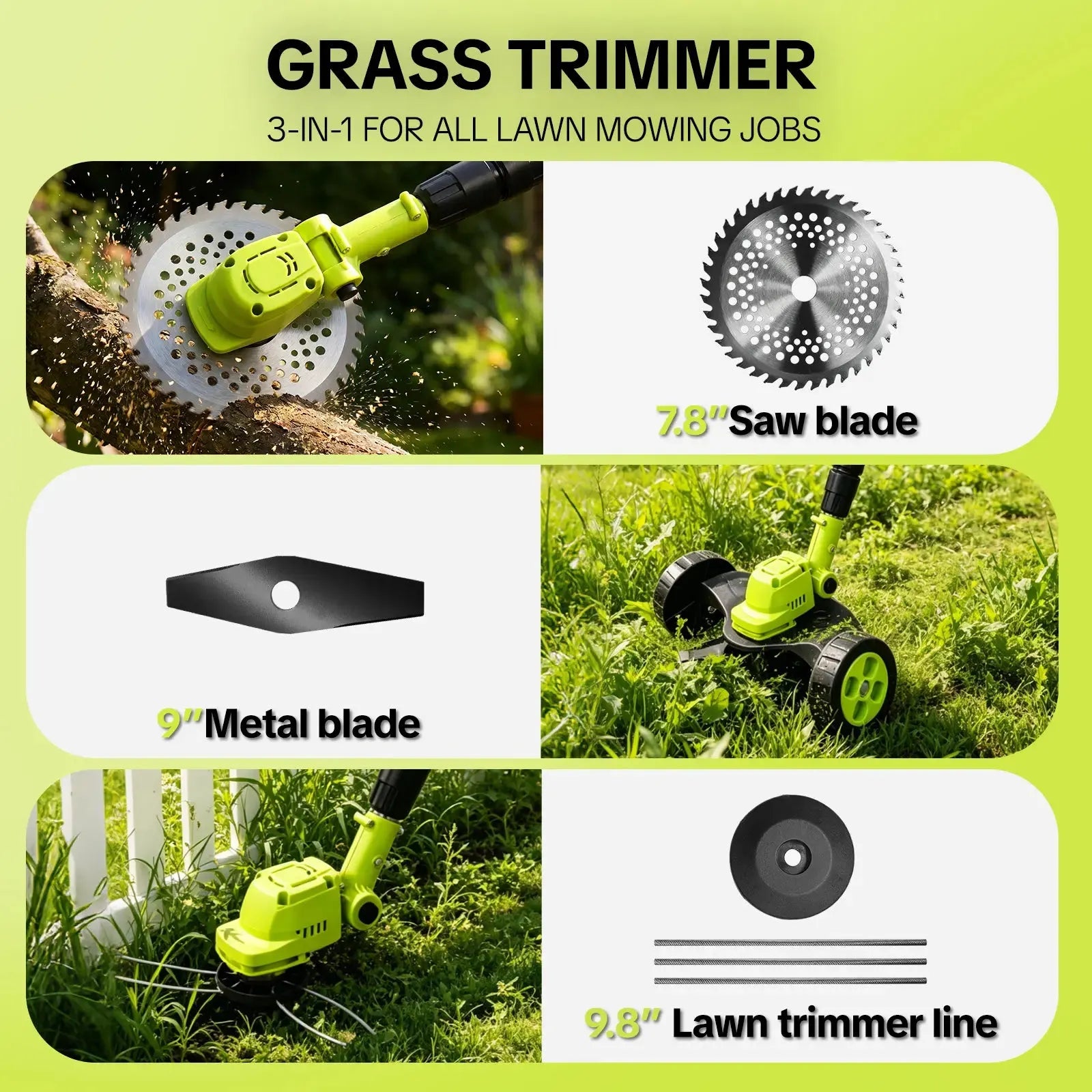 🌱✨ Limited Time 50% OFF✨ 3-in-1 Cordless Lawn Mower | Powerful Grass Trimmer & Edger for Small to Medium Gardens