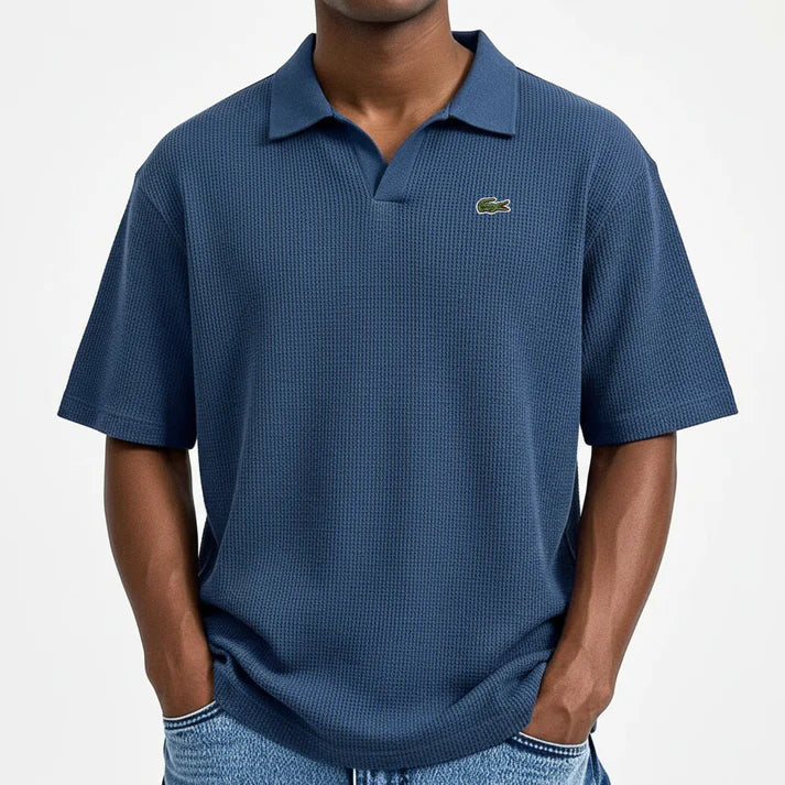 Men’s Waffle Polo Shirt – Breathable Texture, Clean Minimal Look