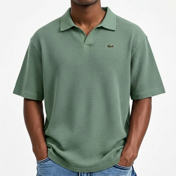 Men’s Waffle Polo Shirt – Breathable Texture, Clean Minimal Look