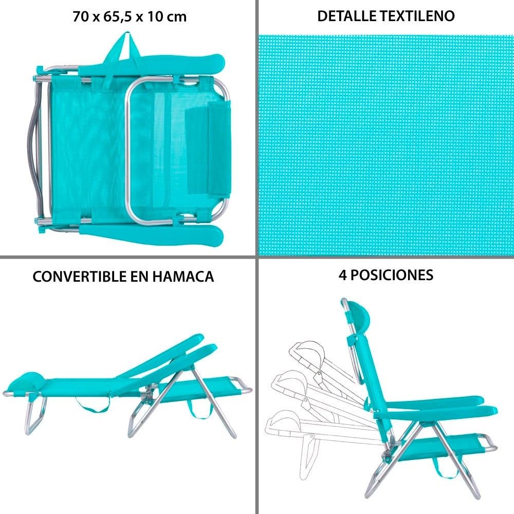 Paquete de 2 – Sillas de playa reclinables | Ligeras, portátiles y cómodas|Sombrilla de sol gratuita (Oferta especial de verano)