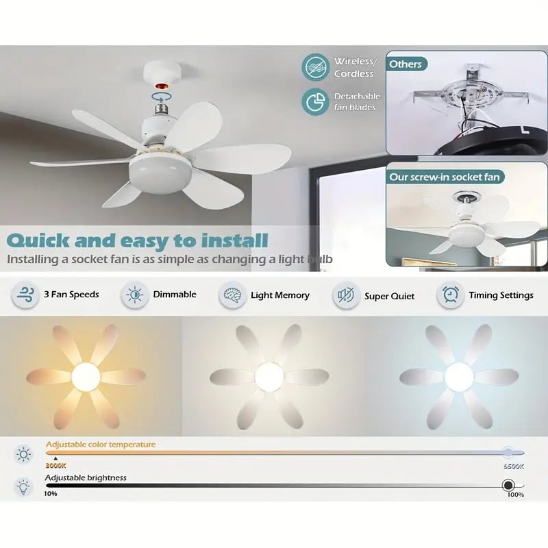 🏆 LETZTER TAG – 49 % RABATT! 🔥40W LED-Deckenventilator mit Licht – 52 cm (20,5“), extrem leise, inkl. Fernbedienung 🎯E27-Fassung + KOSTENLOSER B22-Adapter 🔌Ideal für Schlafzimmer 😴, Küche 👩‍🍳 & Werkstatt 🛠️