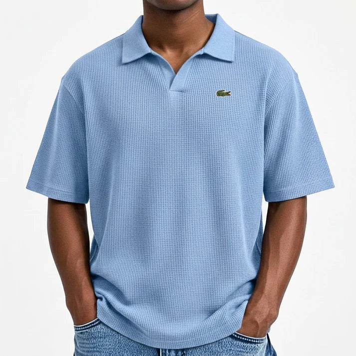 Men’s Waffle Polo Shirt – Breathable Texture, Clean Minimal Look