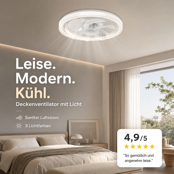 Silent Adjustable Bedroom Fan Light