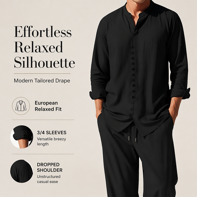 🎁2026 New Arrivals 50% OFF💥Men's Minimalist Casual Shirt and Pants Set – Breathable Blend & Stylish Button Detail ☀️