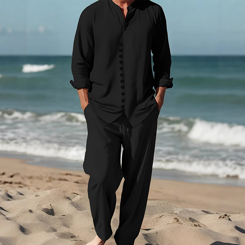 🎁2026 New Arrivals 50% OFF💥Men's Minimalist Casual Shirt and Pants Set – Breathable Blend & Stylish Button Detail ☀️