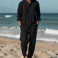 🎁2026 New Arrivals 50% OFF💥Men's Minimalist Casual Shirt and Pants Set – Breathable Blend & Stylish Button Detail ☀️